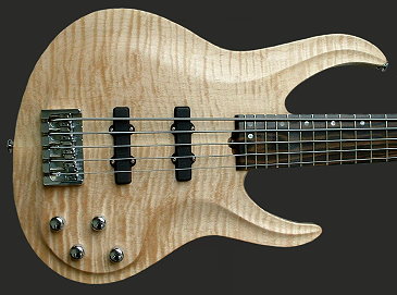 5-string neck-thru bass, Flame Maple top